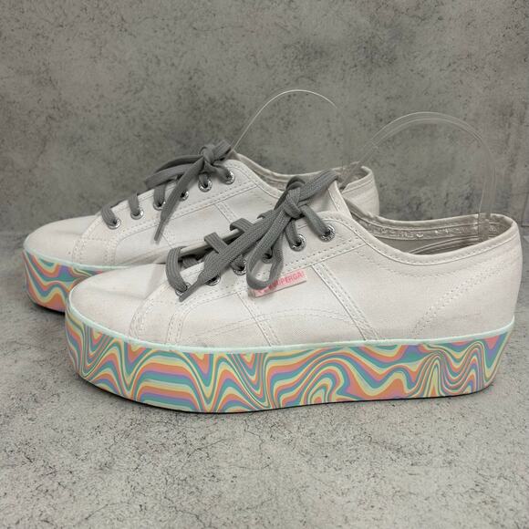 Superga 2790 Rainbow Stripe Platform Sneaker US 10.5 - Picture 7 of 13